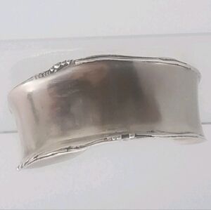 SILPADA 925 Sterling Silver Wide Cuff Bracelet Rolled Edge Beaded Curved B1435